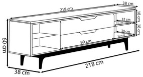 Rack Bancada Decorativo Luanda MDP/MDF TV até 85 Polegadas Gavetas Whisky/Off White G77 - Gran Belo