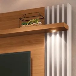 Painel para TV Suspenso 55 Pol. Ripado Khosmos H01 Off White/Cinamomo