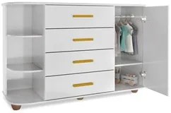 Cômoda Infantil com Cantoneira e 4 Gavetas 100% MDF New Lorena Branco