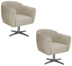 Kit 02 Poltronas Grazi Base Giratória de Metal Suede - ADJ Decor