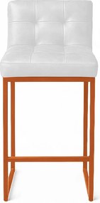 Banqueta Cozinha Alta com Encosto Industrial Bronze Lirina PU C05 - D'Rossi - Branco