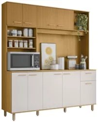 Cozinha Compacta 180cm Martina Freijó/Ripado/Off Acetinado Z44 - Mpoze