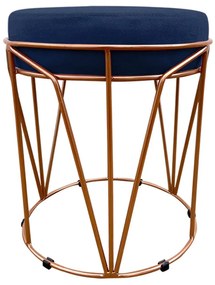 Puff Multiuso com Mesa Babu 2 em 1 Suede Azul Marinho Base Cobre - D'Rossi
