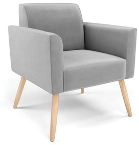 Sofá Namoradeira com 2 Poltronas Pés Palito Natural Marisa Suede Cinza D03 - D'Rossi