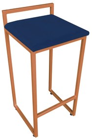 Banqueta Alta Lavínia Suede Azul Marinho Base Cobre D'Rossi