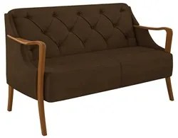 Poltrona Namoradeira 2 Lugares 135cm Capitonê Lapa M22 Veludo Marrom -
