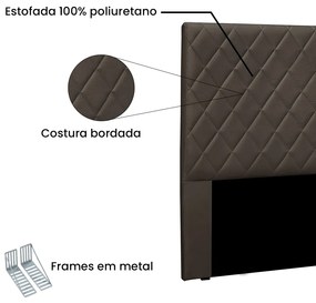 Cabeceira Cama Box Casal 140 cm Dubai Veludo S04 - D'Rossi - Marrom