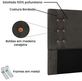 Cabeceira Cama Box Solteiro 90cm Gênova Suede Cinza - Sheep Estofados - Cinza