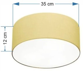 Plafon Cilíndrico Md-3046 Cúpula em Tecido 35x12cm Algodão Crú - Bivolt