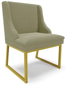 Cadeira Sala de Jantar Industrial Dourado Liz Bouclê D03 - D'Rossi - Verde Pistache
