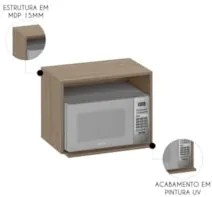 Suporte Micro-ondas Forno 58cm Aéreo Grace Carvalho Oak Z44 - Mpozenat