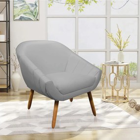 Kit 02 Poltronas Giovana Corino Pés Palito Castanho - Indo Decorar - Cinza