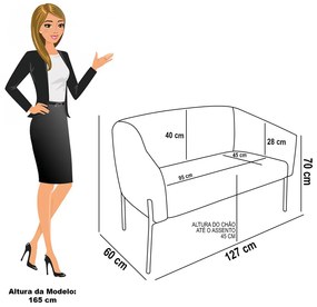 Poltrona Decorativa Pé de Ferro Preto Stella Sintético  D03 - D'Rossi - Cinza