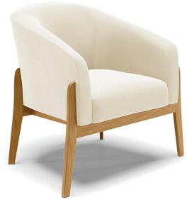 Poltrona Decorativa Base de Madeira Stella Veludo Bege D03 - D'Rossi