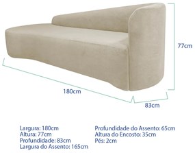 Kit Sofá Curvo França 180cm L.E e Poltrona Luiza Max Conforto, Elegância e Design Moderno Linho