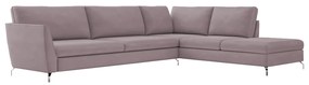 Sofá de Canto Chaise Direito 287 cm Olívia Suede Rosê G52 - Gran Belo