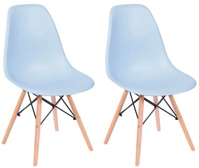 Conjunto 2 Cadeiras Eiffel com Base em Madeira Azul - Conjunto 2 Cadeiras Eiffel com Base em Madeira – Azul