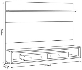 Home Suspenso Decorativo 180cm com Espelho Reyna Nature/Off White G29 - Gran Belo