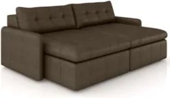 Sofá Retrátil 3 Lugares Para Sala 244cm Elios Couro Castanho Z55 - Mpo