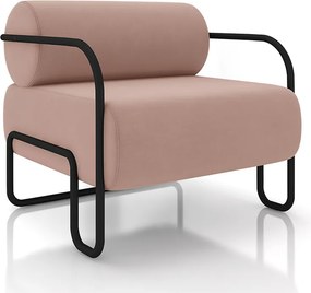Poltrona Decorativa Sala de Estar Polatsk Base Industrial de Ferro Veludo Rosê G33 - Gran Belo