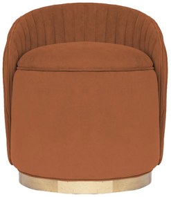 Puff Contemporâneo Max Drapeado - Mel Pinus - Tecido Veludo Terracota Kleiner