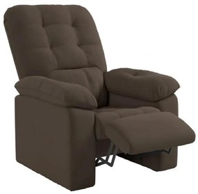 Poltrona Do Papai Reclinável Suede Veludo Estoril Marrom