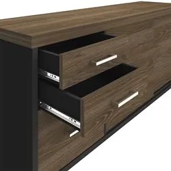 Conjunto Escritório 3 Peças Mesa Lado Direito Corp A06 Charuto/Preto -