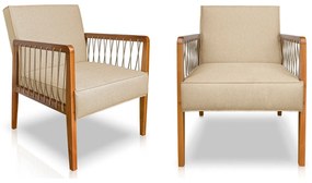 Kit 2 Poltronas Havaí SPZ Decorativa Sala Linho - ADJ Decor