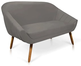 Kit 01 Namoradeira 02 Lugares e 02 Poltronas Giratória Giovana Suede Grafite Base Madeira MM30 - D'Rossi