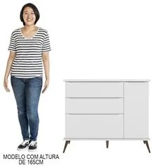Jogo De Quarto Infantil Guarda Roupa e Cômoda 100% MDF Melinda Branco