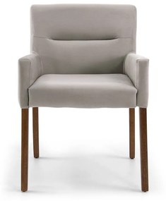 Poltrona Decorativa Sala de Estar Pés Madeira Vicenza Veludo Nude G15 - Gran Belo