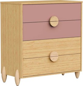 Cômoda Gracia 4 Gavetas - Rose e Natural