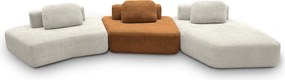 Sofá Ilha Sala de Estar 2 Módulos e Chaise Dakota Encosto Almofadas Soltas Bouclê Rústico OffWhite/Terracota G33 - Gran Belo