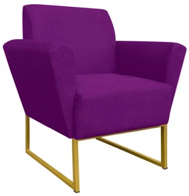 Poltrona Dora Suede Base Metálica Dourado D'Rossi - Roxo
