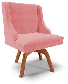 Cadeira de Jantar Liz Suede Rosê Base Madeira Mm35 D03 - D'Rossi
