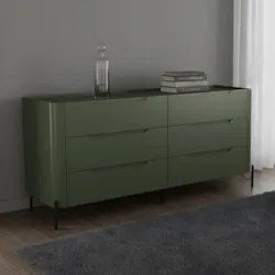 Cômoda Quarto 178cm Casal 6 Gavetas Blen Musgo/Preto I06 - Mpozenato