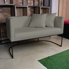 Kit 01 Namoradeira 02 Lugares e 02 Poltronas Paola Linho Base Metálica Preto D03 - D'Rossi - A26 Grafite