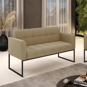 Sofá Namoradeira Elisa Suede Base Metálica Industrial Preto - D'Rossi - Marrom Rato