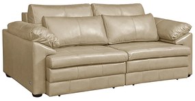 Sofá Decorativo Piece Bipartido Retrátil Sala de Estar 215cm Couro Bege G58 - Gran Belo