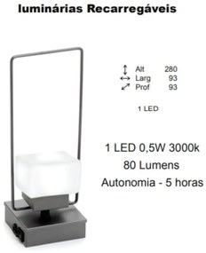 Abajur Freedon Cubo Flat Alça 9,3X9,3X28Cm 1Xled 0,5W 3000K - Old Arti... (COBRE FOSCO, 110V)