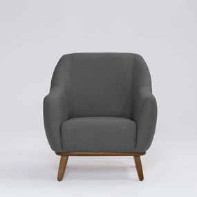 Poltrona Decorativa Pauline D07 Base Madeira Linha Mescla Chumbo - D'Rossi