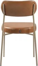 Cadeira Jantar Estofada Pé Metal Rosê Kit 2 Lavy Sintético Amarula S08