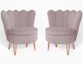 Conjunto 2 Poltrona Dália Pés Hairpin Legs Bronze Veludo Crepe