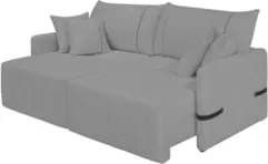 Sofá Cama Retrátil 200cm Essence D05 Linho Grafite/Preto - Mpozenato