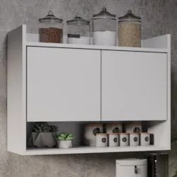 Armário de Cozinha Aéreo 71cm 2 Portas 1 Nicho Ceci Z34 Branco - Mpoze