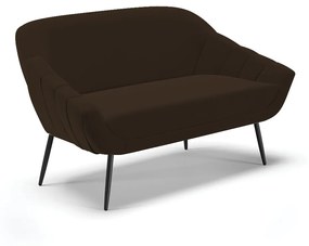 Namoradeira 02 Lugares Giovana Suede Marrom Pés Palito de Ferro - D'Rossi