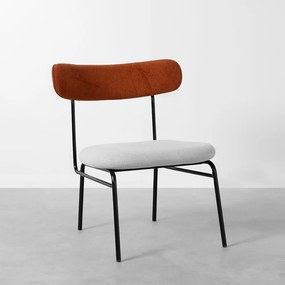Poltrona Natu com Assento Boucle Persa Linho com Encosto Terracota
