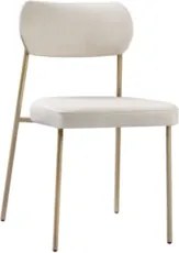 Cadeira Jantar Estofada Pé Metal Rosê Lavy Linho Bege S08   - Mpozenat