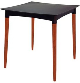 Mesa Tramontina Diana 70x70 cm em Polipropileno Preto com Pernas de Madeira Eucalipto