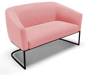 Sofá Namoradeira e Poltrona Base Industrial Preto Stella Suede D03 - D'Rossi - Rose